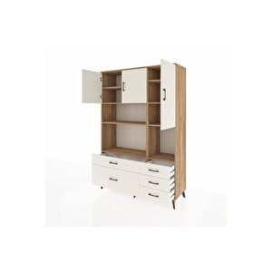 Hyperion Gardrop 8 Raflı 5 Çekmeceli 3 Kapaklı 132x44x195 Çam-aytaşı