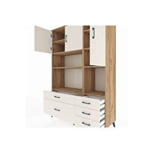 Hyperion Gardrop 8 Raflı 5 Çekmeceli 3 Kapaklı 132x44x195 Çam-aytaşı