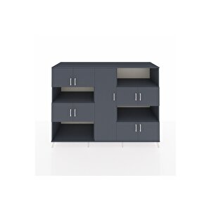 Kronos Dolap 10 Raflı 9 Kapaklı 220x59x163 Antrasit-antrasit