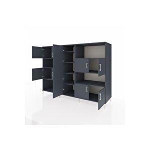 Kronos Dolap 10 Raflı 9 Kapaklı 220x59x163 Antrasit-antrasit