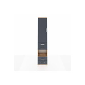 Arges Dolap 3 Raflı 4 Çekmeceli Tek Askılı 44x30x221 Çam-antrasit