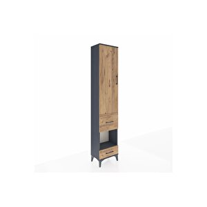 Arges Dolap 3 Raflı 2 Çekmeceli Tek Askılı 44x30x221 Antrasit-çam