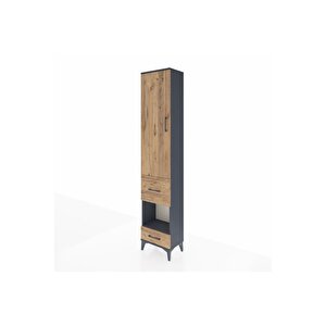 Arges Dolap 3 Raflı 2 Çekmeceli Tek Askılı 44x30x221 Antrasit-çam