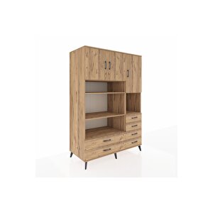 Kronos Dolap 9 Raflı 6 Çekmeceli 3 Kapaklı 132x59x195 Çam-çam/çam