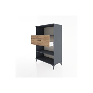 Hyperion Dolap 2 Raflı Tek Çekmeceli 88x44x134 Antrasit-çam