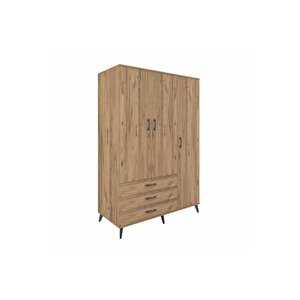 Kronos Dolap 6 Raflı 3 Çekmeceli Tek Askılı 132x59x195 Çam-çam/çam