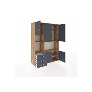 Hyperion Gardrop 9 Raflı 3 Çekmeceli 5 Kapaklı 132x44x195 Çam-antrasit