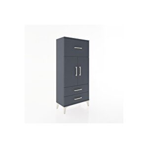 Hyperion Dolap 2 Raflı 3 Çekmeceli 2 Kapaklı 60x44x134 Antrasit-antrasit