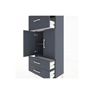 Hyperion Dolap 2 Raflı 3 Çekmeceli 2 Kapaklı 60x44x134 Antrasit-antrasit