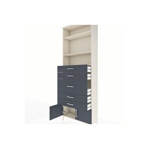Arges Dolap 3 Raflı 5 Çekmeceli 2 Kapaklı 88x30x243 Aytaşı-antrasit