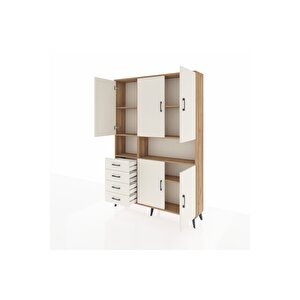 Arges Gardrop 7 Raflı 4 Çekmeceli 5 Kapaklı 132x30x195 Çam-aytaşı