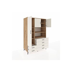 Kronos Dolap 8 Raflı 6 Çekmeceli 3 Kapaklı 132x59x195 Çam-aytaşı/aytaşı