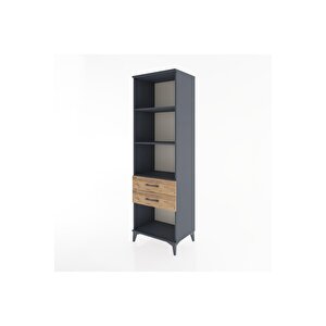 Hyperion Dolap 3 Raflı 2 Çekmeceli 60x44x195 Antrasit-çam