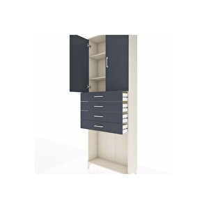 Arges Dolap 3 Raflı 4 Çekmeceli 2 Kapaklı 88x30x243 Aytaşı-antrasit