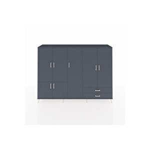 Hyperion Dolap 12 Raflı 2 Çekmeceli 7 Kapaklı 220x44x163 Antrasit-antrasit