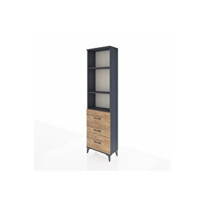 Arges Dolap 3 Raflı 3 Çekmeceli 60x30x221 Antrasit-çam