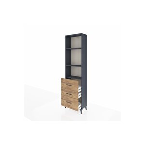 Arges Dolap 3 Raflı 3 Çekmeceli 60x30x221 Antrasit-çam