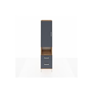 Hyperion Dolap 4 Raflı 2 Çekmeceli Tek Kapaklı 44x44x195 Çam-antrasit