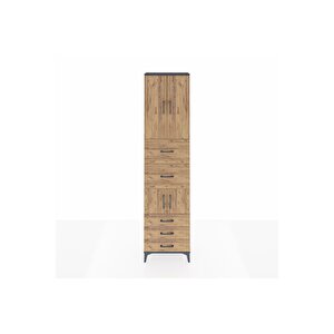 Arges Dolap 4 Raflı 5 Çekmeceli 4 Kapaklı 60x30x243 Antrasit-çam