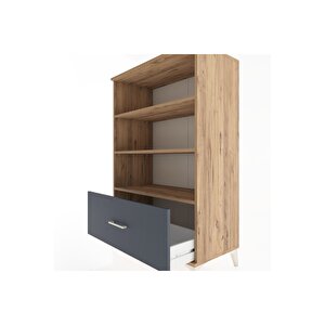 Hyperion Dolap 3 Raflı Tek Çekmeceli 88x44x134 Çam-antrasit