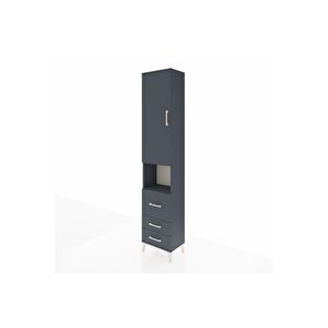 Arges Dolap 4 Raflı 3 Çekmeceli Tek Kapaklı 44x30x221 Antrasit-antrasit