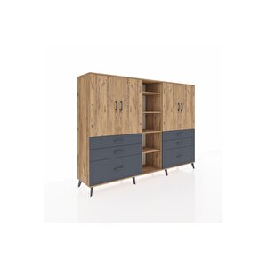 Hyperion Dolap 10 Raflı 6 Çekmeceli 4 Kapaklı 220x44x163 Çam-çam/antrasit