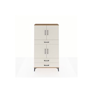 Arges Dolap 4 Raflı 3 Çekmeceli 4 Kapaklı 88x30x163 Çam-aytaşı