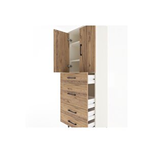 Arges Dolap 3 Raflı 4 Çekmeceli 2 Kapaklı 60x30x163 Aytaşı-çam