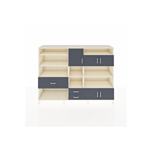Hyperion Dolap 13 Raflı 3 Çekmeceli 5 Kapaklı 220x44x163 Aytaşı-antrasit
