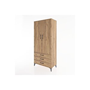 Hyperion Dolap 2 Raflı 3 Çekmeceli Tek Askılı 88x44x195 Çam-çam