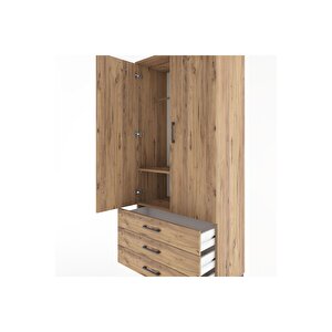 Hyperion Dolap 2 Raflı 3 Çekmeceli Tek Askılı 88x44x195 Çam-çam