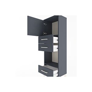 Arges Dolap 2 Raflı 3 Çekmeceli Tek Kapaklı 44x30x134 Antrasit-antrasit