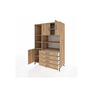 Kronos Dolap 8 Raflı 4 Çekmeceli 3 Kapaklı 132x59x195 Çam-çam/çam
