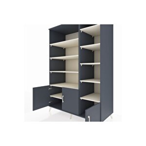 Kronos Dolap 10 Raflı 3 Kapaklı 132x59x195 Antrasit-antrasit/aytaşı