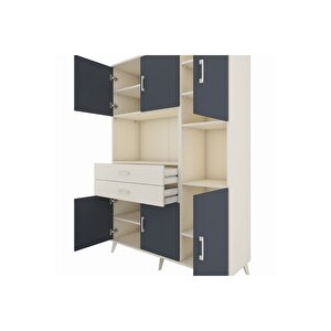 Hyperion Dolap 9 Raflı 2 Çekmeceli 6 Kapaklı 132x44x195 Aytaşı-antrasit/aytaşı