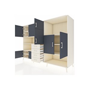 Kronos Dolap 10 Raflı 4 Çekmeceli 8 Kapaklı 220x59x163 Aytaşı-antrasit/aytaşı