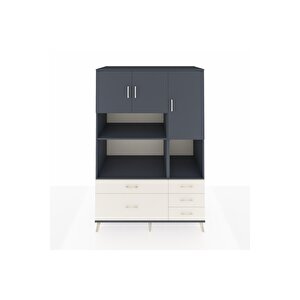 Kronos Dolap 8 Raflı 5 Çekmeceli 3 Kapaklı 132x59x195 Antrasit-antrasit/aytaşı