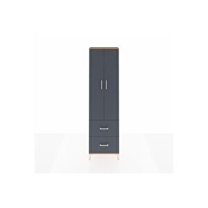 Arges Dolap 2 Raflı 2 Çekmeceli Tek Askılı 60x30x221 Çam-antrasit