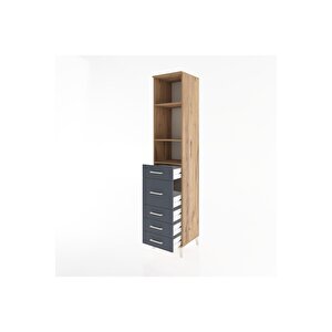 Hyperion Dolap 3 Raflı 5 Çekmeceli 44x44x221 Çam-antrasit