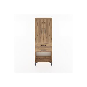 Arges Dolap Tek Raflı 2 Çekmeceli Tek Askılı 60x30x163 Çam-çam