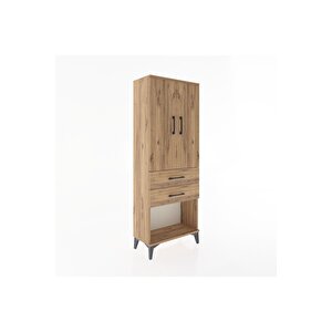 Arges Dolap Tek Raflı 2 Çekmeceli Tek Askılı 60x30x163 Çam-çam
