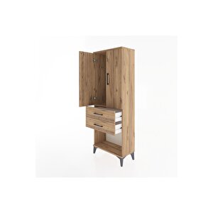 Arges Dolap Tek Raflı 2 Çekmeceli Tek Askılı 60x30x163 Çam-çam