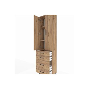 Arges Dolap 3 Raflı 4 Çekmeceli 2 Kapaklı 60x30x221 Çam-çam