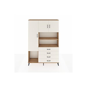 Arges Gardrop 7 Raflı 4 Çekmeceli 3 Kapaklı 132x30x195 Çam-aytaşı