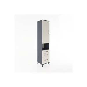 Hyperion Dolap 3 Raflı 3 Çekmeceli Tek Askılı 44x44x221 Antrasit-aytaşı