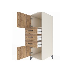 Kronos Dolap Tek Raflı 3 Çekmeceli 2 Kapaklı 44x59x134 Aytaşı-çam