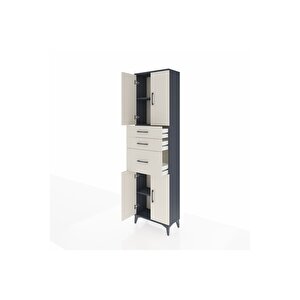 Arges Dolap 3 Raflı 3 Çekmeceli 4 Kapaklı 60x30x221 Antrasit-aytaşı