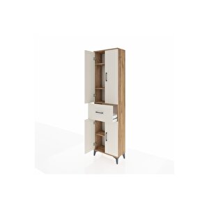 Arges Dolap 4 Raflı Tek Çekmeceli 4 Kapaklı 60x30x221 Çam-aytaşı