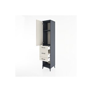 Hyperion Dolap 2 Raflı 3 Çekmeceli Tek Askılı 44x44x221 Antrasit-aytaşı