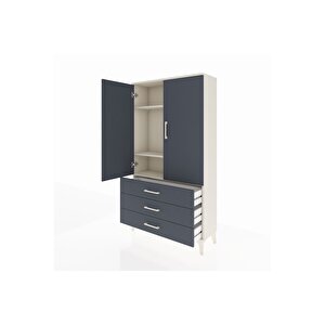 Arges Dolap 3 Raflı 3 Çekmeceli 2 Kapaklı 88x30x163 Aytaşı-antrasit